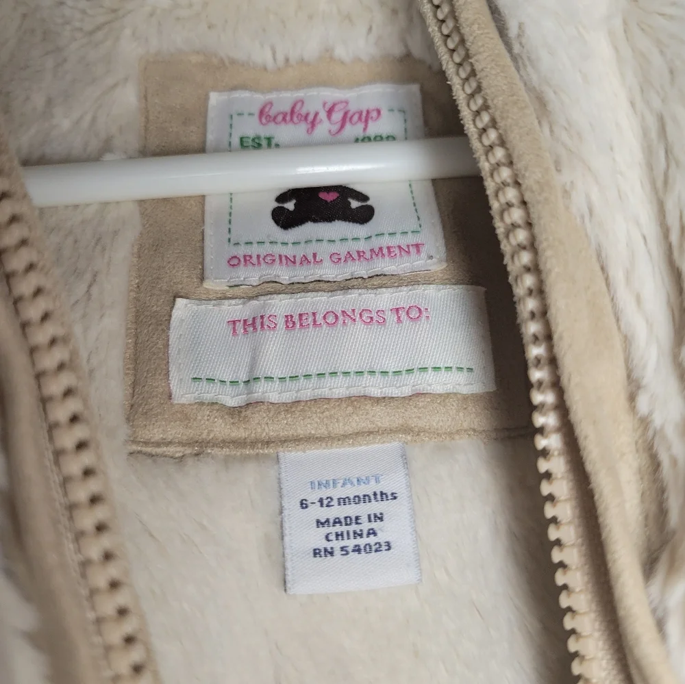 babygap suede embroidered hooded coat, 6-12m